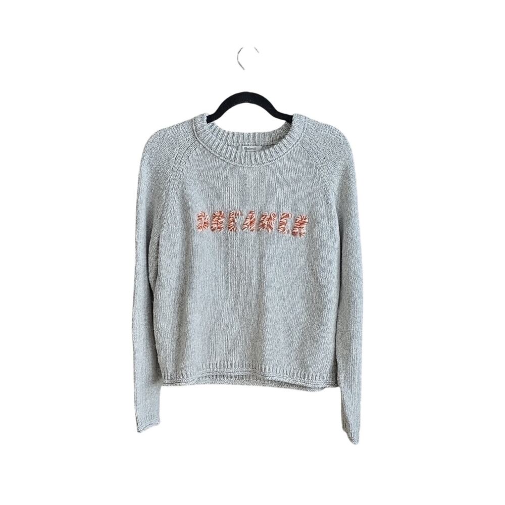 Madewell Dreamer Embroidered Keaton Pullover Gray Sweater Womens Medium